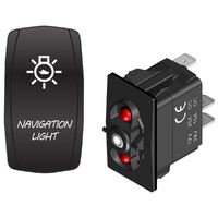 Rocker Switch with LED Laser Etched Cover Navigation Light ON/OFF