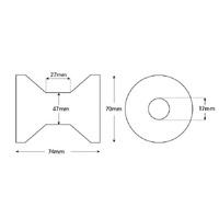 Bow Rollers High Density Polyethylene 74x70x17mm