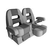 HM58D Double Flip-Up Helm Master Boat Seat Smooth Black/Black Carbon