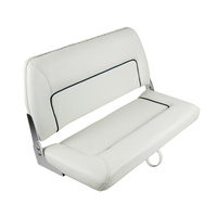 S90 Double Folding Bench Boat Seat - Mid Grey/Dark Grey Piping