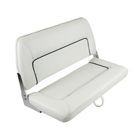 S90 Double Folding Bench Boat Seat - Off White/Black Piping