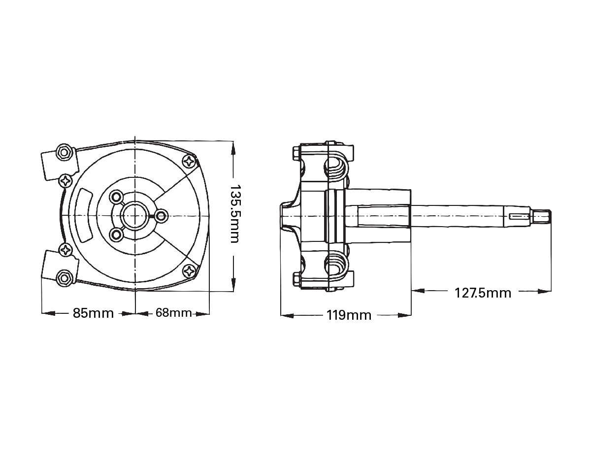 Ultraflex T91 Planetary Gear Steering Helm - Dimensions