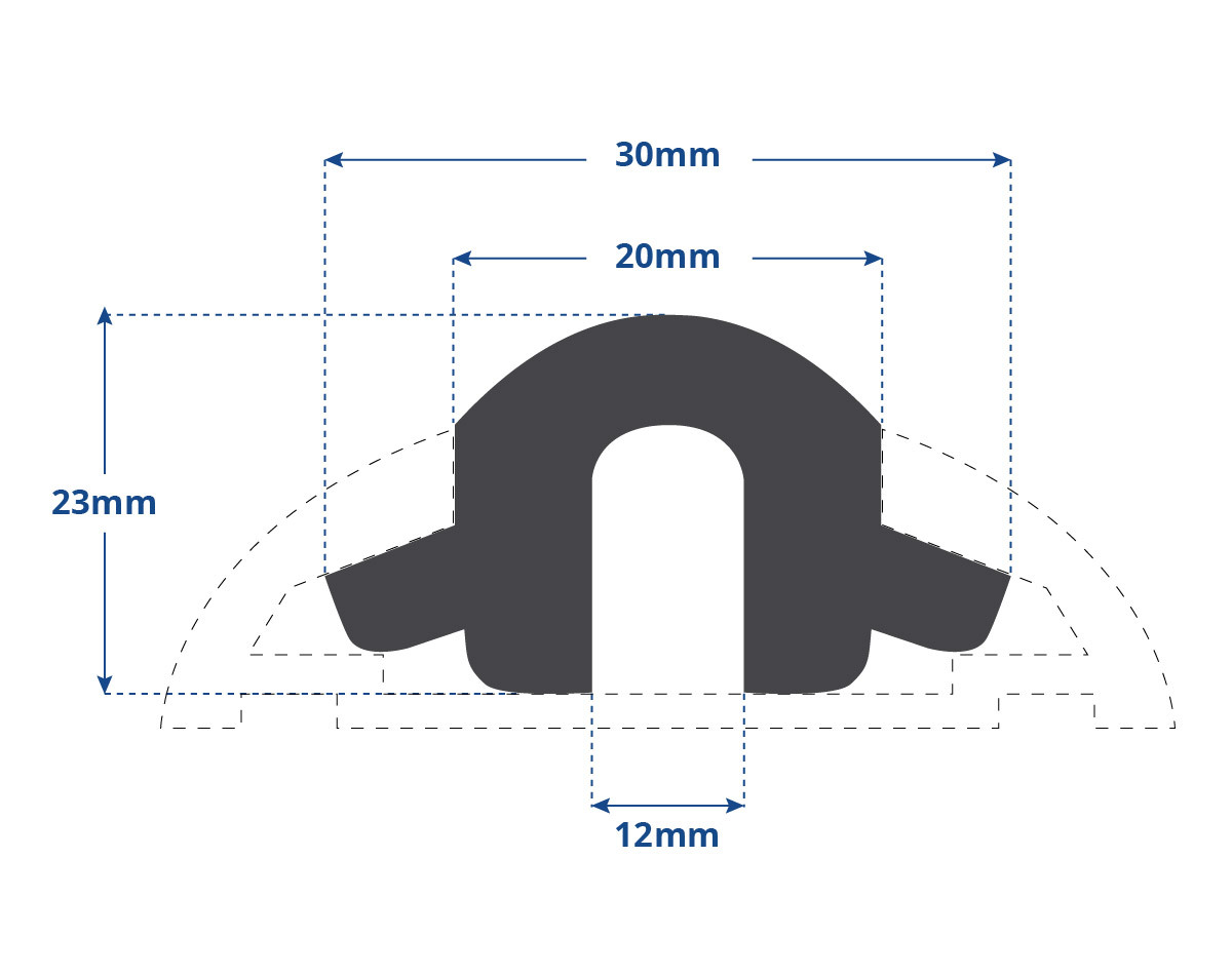 Black PVC Insert suits 50mm Profile Gunwale - Dimensions