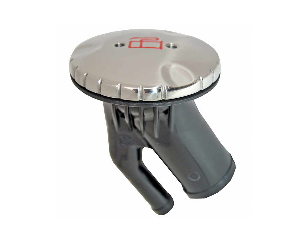 [SKU: 2013343] Deck Fill Round Angled PETROL Stainless Steel Cap