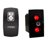 Rocker Switch with LED Laser Etched Cover Stereo ON/OFF