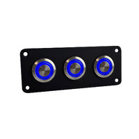 Black Stainless Steel Strip Panels with Stainless Steel Switches Blue LED