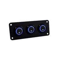 Black Coated Stainless Steel Strip Panels with Black Switches Blue LED