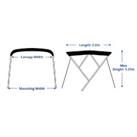 Oceansouth Bimini 4 Bow Aluminium Frame Blue or Grey Top Length 2.2m