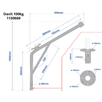 Swivelling Davits Stainless Steel Pair