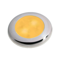 LED Interior Cabin Coloured Lights Round with White and Chrome Trim 12V