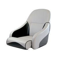Ocean 51 Deluxe Flip Up Boat Seat - Off-White/Dark Blue Carbon