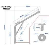 Swivelling Davits Stainless Steel Pair