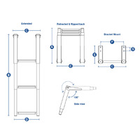 Ladder Telescopic Above-Platform Stainless Steel for Horizontal Mounting