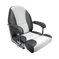 Mojo Deluxe Flip-Up Helm Boat Seat Off-White