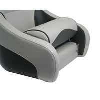 Ocean 51 Deluxe Flip Up Boat Seat - Off-White/Dark Blue Carbon