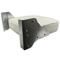 Flip-Up Folding Jump Boat Seat Off-White with Black Piping & Powder Coated Hinges