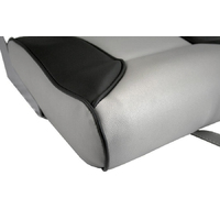 Deluxe High Back Folding Boat Seat - Off White/Dark Blue
