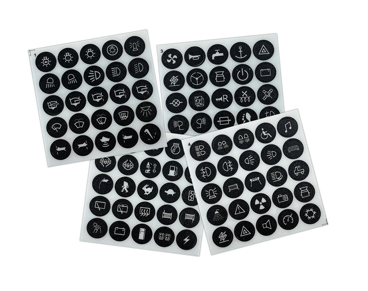Includes 100x various switch function icon sticker set