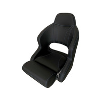 H52 Helmsman Flip-Up Boat Seat - Carbon Black with Red Stitching