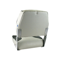 Deluxe High Back Folding Boat Seat - Off-White/Dark Blue