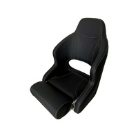 H52 Helmsman Flip-Up Boat Seat - Carbon Black with Red Stitching