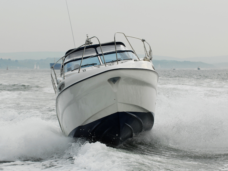 well maintained boat out on the water at speed