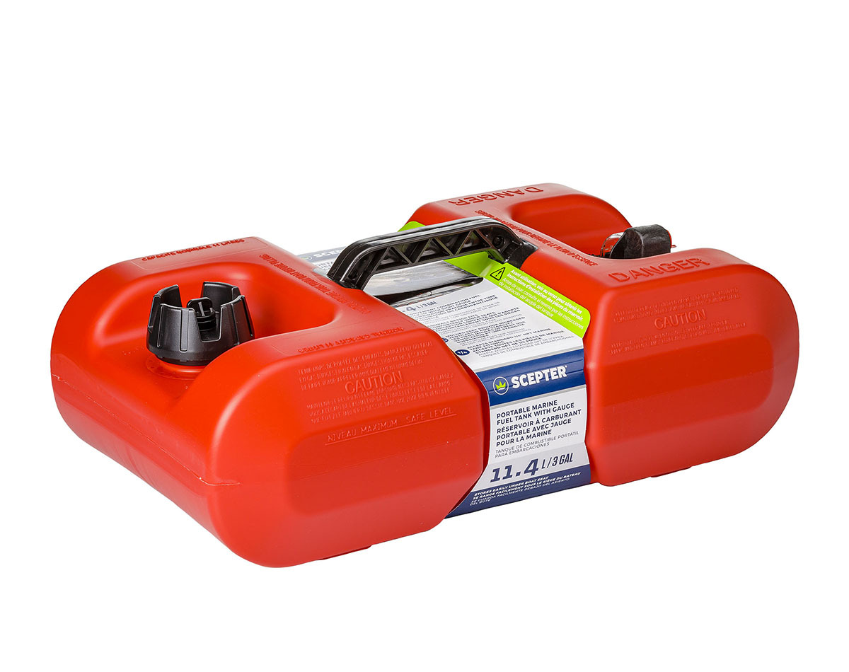 24L Red Plastic Portable Marine Fuel Tank - Outboard Boat Gas Tank With Filter & Handle
