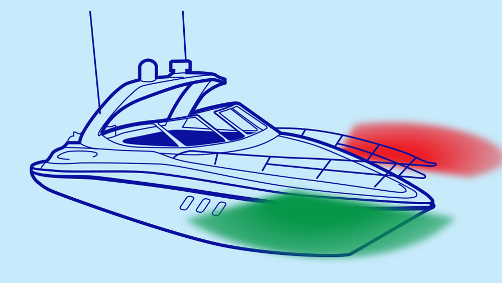 Illustrated boat with nav lights
