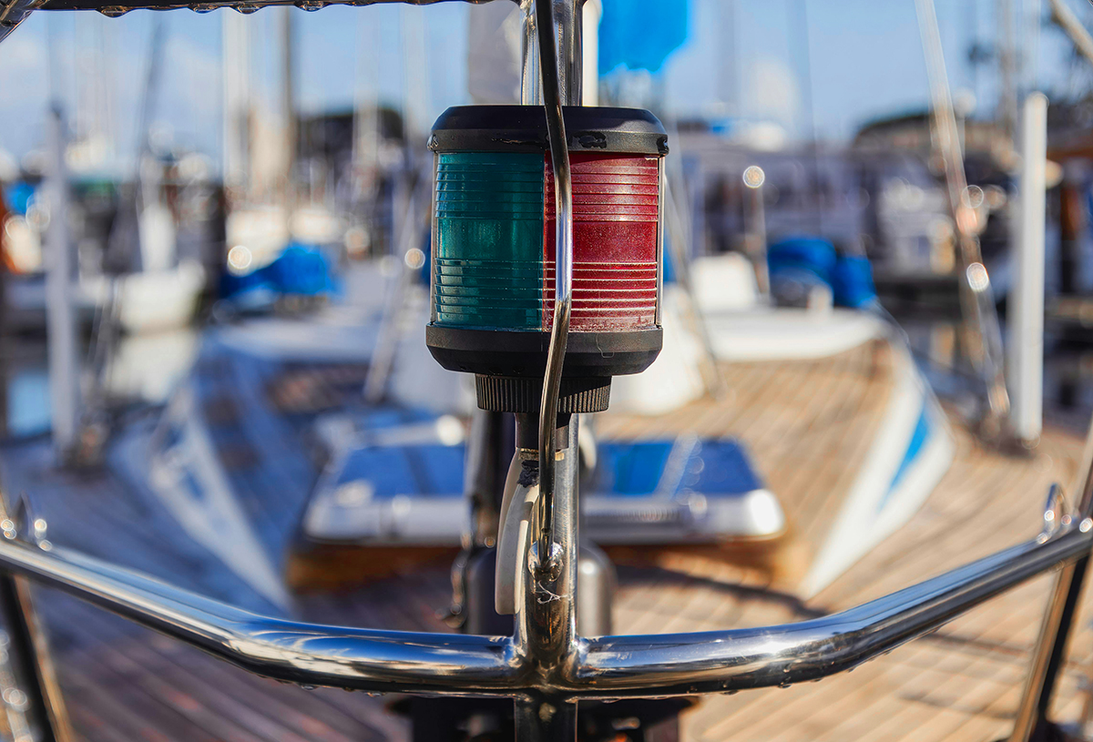 Illustrated boat with nav lights