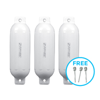 Boat Fender R20 White 507x140mm 3x Pack