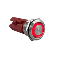 Push Button Switch Stainless Steel Ring LED On/Off Red 15A 12/24V