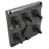 Water Resistant Wave Switch Panel 5 Gang with Cig Socket