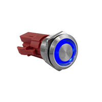 Push Button Switch Stainless Steel Ring LED On/Off Blue 15A 12/24V