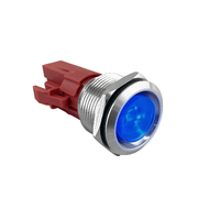 Stainless Steel Push Button Switch Solid LED On/Off Blue 15A 12/24V