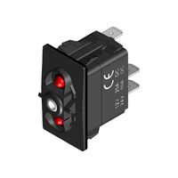 Rocker Switch without Cover On-Off-On Red 2 LED
