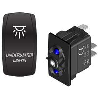 Rocker Switch with Cover Underwater Light Blue LED