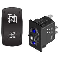 Rocker Switch with Cover Livewell Pump Blue LED