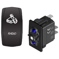 Rocker Switch with Cover Radio Blue LED