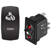 Rocker Switch with Cover Radio Red LED