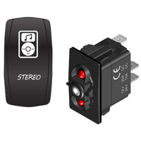 Rocker Switch with Cover Stereo Red LED