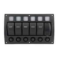 Curved Switch Panel 5 Gang LED Waterproof with USB Dual Port