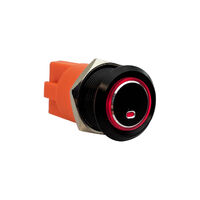 Black Push Button Switch Ring LED On/Off Red 16A 12/24V