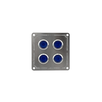 Stainless Steel Switch Panel Blue LED On/Off 4 Gang