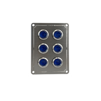 Stainless Steel Switch Panel Blue LED On/Off 6 Gang