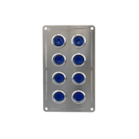 Stainless Steel Switch Panel Blue LED On/Off 8 Gang