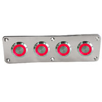 Stainless Steel Push Button Switch Panel On/Off Red 4 Gang
