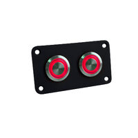 Black Push Button Panel Stainless Steel Switches On/Off Red 2 Gang