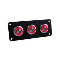 Black Push Button Panel Stainless Steel Switches On/Off Red 3 Gang