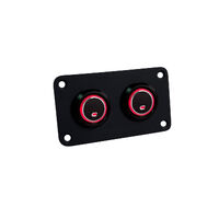 Black Push Button Stainless Steel Panel Black Switches On/Off Red 2 Gang