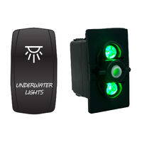 Rocker Switch with Cover Underwater Light Green LED